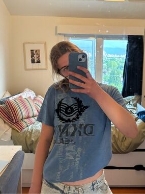 Blue Graphic - Casual Short Sleeve Top